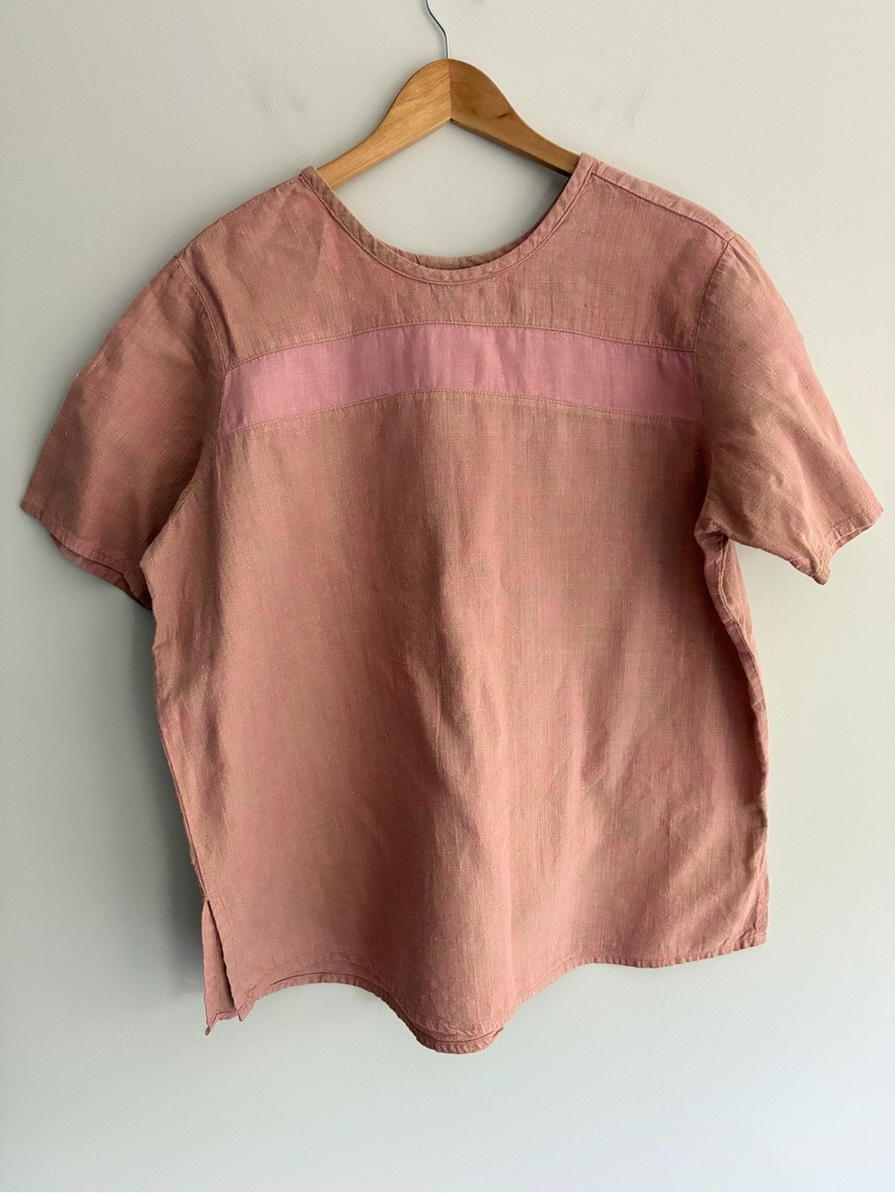 Flax by Jeanne Engelhart Dusty Rose Short Sleeve Linen Top Small